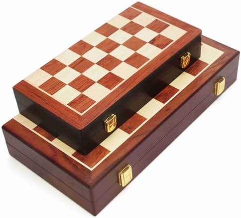 Travel Chess Set Gold Silver Metal Chess Pieces Folding Wooden Chess Board