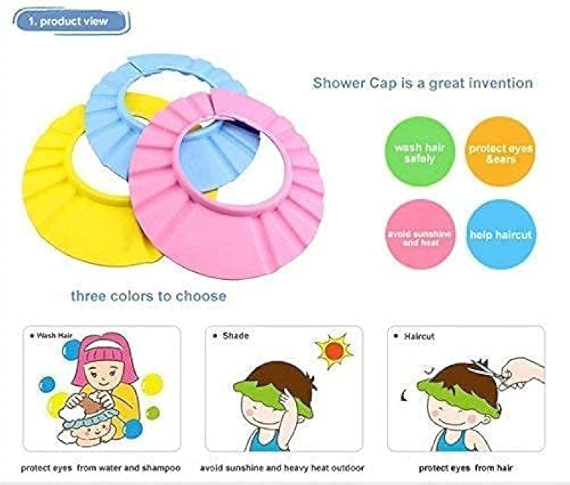 Adjustable Baby Shower Cap, Hair Wash Shield