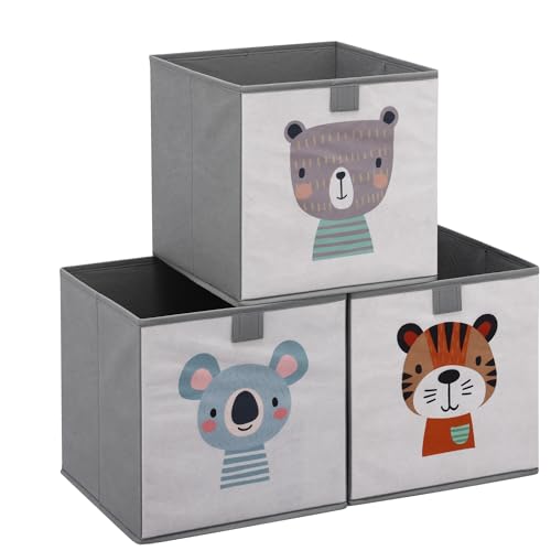 Navaris Caja Juguetes Plegable - 3X Organizador Juguetes Infantil 28 x 28 cm - Set de 3X Caja Almacenaje Infantil Plegables - Cesta Juguetes Infantil para Guardar Juguetes Peluches