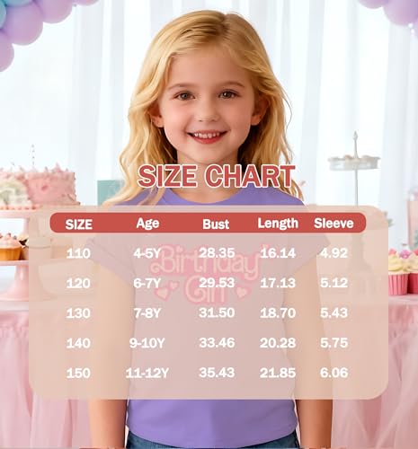 Image of YHHR Birthday Girl Shirt 5-12 Years Kids Birthday Party Shirts Letter Top | Soft Skin-Friendly Kids Crewneck Short Sleeve Tee,Comfy Regular Fit , Perfect Birthday Party Outfit ,Lovely Birthday Gift