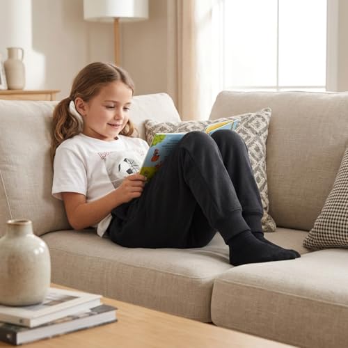 Image of EVERYDAY KIDS Girls' Cotton Fleece Sweatpants; Girls' Activewear Jogger Pants - Soft and Breathable Cotton /Poly Blend