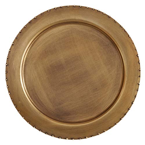 Platos Decorativos Metálicos Redondos 13" Dorados Set 4 miniatura 2
