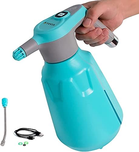 T TOVIA Electric Plant Mister Spray Bottles Gardening Watering Can 2L, Automatic Electric USB Rechargeable Fine Mist Watering Pump Garden Sprayers with Adjustable Nozzle, Fertilizing Home Cleaning