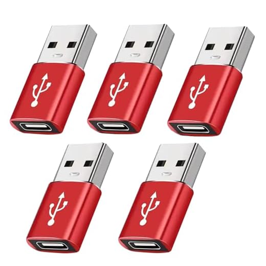 USB C Female to USB Male Adapter 5-Pack, Type C to USB A Charger Cable Converter, Compatible with Apple Watch iPhone 16 15 14 13 12 Pro Max, AirPods Ultra 8 9 Samsung Galaxy S23 S24