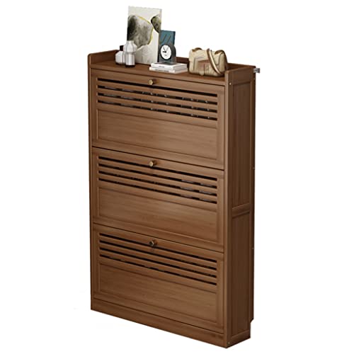 Meuble à chaussures slim pour rangement moderne de couloir et chambre, 3 tiroirs rabattables