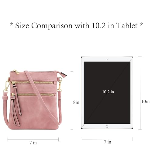 Image of Isabelle Small Lightweight Shoulder Bag for Women, Mini Multi Zipper Pocket Crossbody Handbag with Adjustable strap