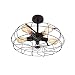 OYI Retro Industrial Fan Style Metal Cage Ceiling Light, 5 Lights Semi Flush Mount Rustic Pendant Light Lamp Hanging Light Fixture E26 Bulb Base (Black Color)
