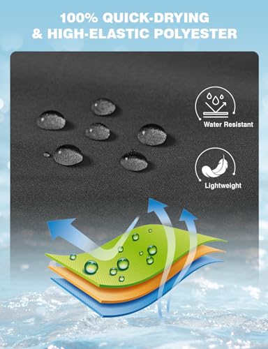 Rdruko Men's Board Swim Shorts Trunks 9" Long Swimming Beach Swimwear Boardshorts Athletic Zipper Pockets - No Mesh Liner (Iron Grey, 2XL)3