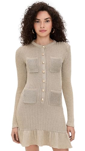 Women's Gold Metallic Knit Mini Dress