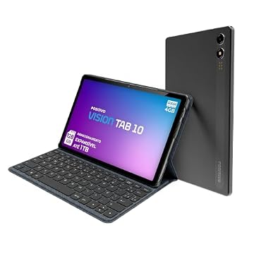 Tablet Positivo Vision TAB 10 com Capa Teclado 4GB RAM 128GB Armazenamento, Octa-Core, 13MP + Selfie 5MP, Bateria 6000mAh, Tela 10.1“ HD, Wifi AC e 4G, Full Lamination - Preto