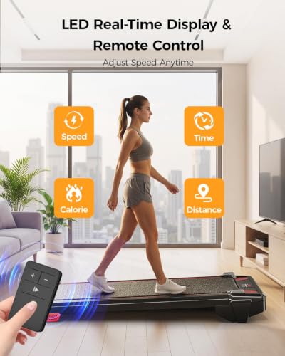 Image of Walking Pad Treadmill, BestGod Incline Under Desk Treadmill 330lbs Capacity, 2.5HP Portable Treadmills for Home, Compact Treadmills Mini Running Machine with Remote Control