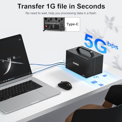 Caja externa USB-C 4 bahías para disco SATA 2.5" y 3.5" miniatura 3