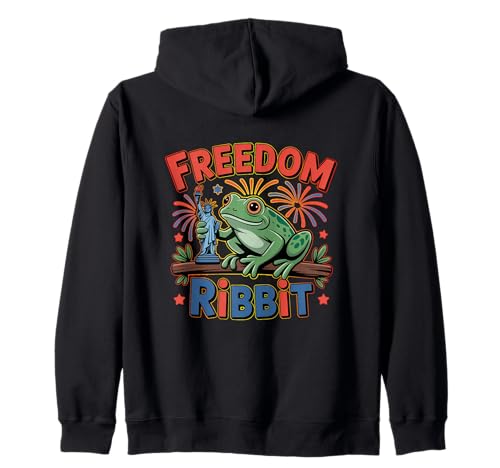 Freedom Ribbit Coqui Lovers Puerto Rico Frog Bandera americana Sudadera con Capucha