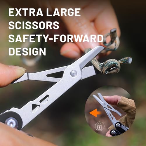 GrandHarvest 17-in-1 Stainless Steel Multi-Tool, self-locking practical multi-tool, equipped with large multi-purpose pliers, folding knife, belt clip, and nylon sheath, men\'s gift, EDC multi-tool
