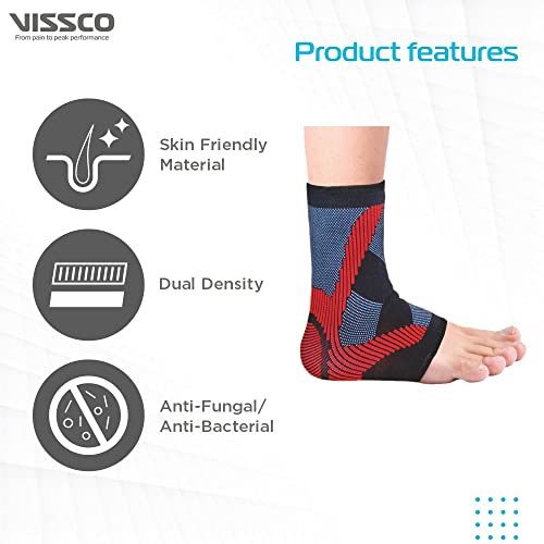 Image of Vissco 3D Ankle Support With Gel Padding, Stretchable Ankle Support for Injured Ankles, Arthritic Pain, Swelling, Stiff Joints, Pain Reliever for Strained or Sprained Ankles - XXL (Multicolor)