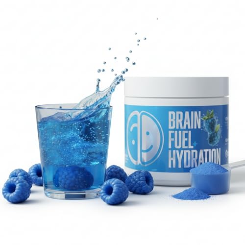 Lithios Brain Fuel Plus Hydration Mix - 30 Servings / 3.9 oz | Blue Raspberry Drink Mix | Boost Focus & Performance | Contains Electrolytes, Vitamins & Magnesium | Dietary Supplement