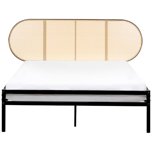 Beliani Metallbett schwarz mit Lattenrost 140x200 cm Wiener-Geflecht Kopfteil Boulin – Bild 6