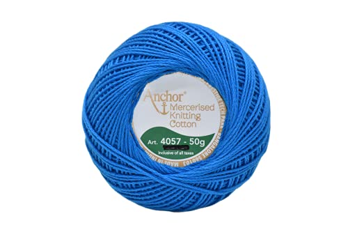 Image of Anchor Mercerised Premium Knitting Crochet Cotton Thread Yarn Balls for Knitting, Weaving, Embroidery and Craft Making Fast Color (Pack of 2 Rolls) (Shade no. 410)