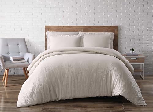 Brooklyn Loom Solid 100% Linen 3-Piece King Duvet Set in Natural, Linen, Adult, All Season, Oeko-TEX Certified by Brooklyn Loom - Used condition - US$165.36