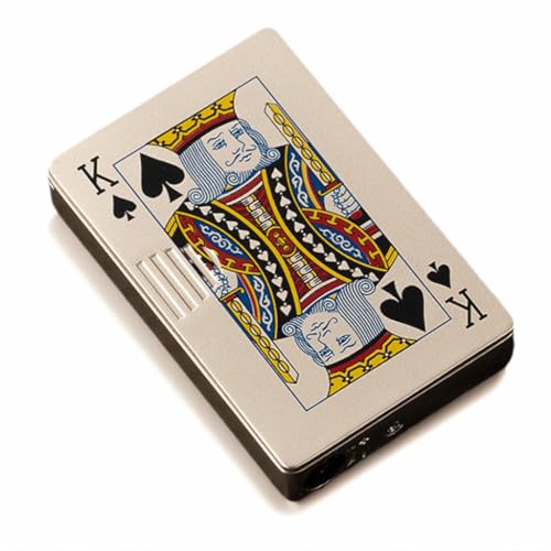 Jet Torch Lighter Green Flame Ace of Spades Design Cool Lighters Refillable Butane Windproof Poker Lighter Adjustable Cool Flame for BBQ, Candle, Gift for Men/Women (Without Gas) (Gold King)