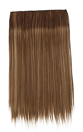 SARLA 24" Straight 1Pc 3/4 Full Head Clip In Hair Extension Synthetic Hair Extensions Japan Heat Resistant Fiber 50 Colors Available 666(10H24B#)