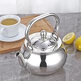 SANQIAHOME Czajniczek ze stali nierdzewnej z wyjmowanym zaparzaczem 71 uncji (2000 ml) Zagęszczony lustrzany polerowany ekspres do herbaty z płytą kuchenną do ziół i naparów