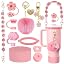 SALUOKE Lot de 8 Accessoires pour Tasse Stanley,Comprenant Couvercle de Paille,Bouchon en Anti-fuite,Botte en Silicone pour Stanley Cup 2.0 1,2l/ 850ml,Le Gobelet n'est pas Inclus (Rose Quartz