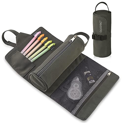 ADORIC Estuche para lápices extraíble, estuche para adolescentes y niñas, estuche para lápices con gran capacidad, estuche para lápices, bolsa para lápices para escuela y oficina, color gris