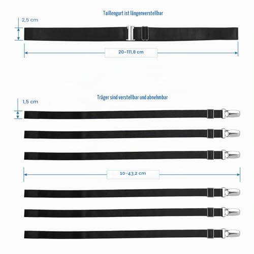 GARGALA Strumpfband-Gürtel für Damen, Einfachheit, sexy Strümpfe, Strumpfhalter für Strüpfe mit 6 Metallclips, Black 6-strap With Suspender Clips, Einheitsgröße
