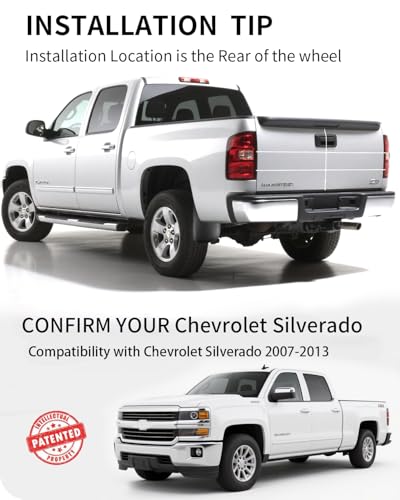Image of Premium Mud Flaps for Silverado Trucks,4PC Direct Fit Splash Guards for 2007-2013 Chevy Silverado 1500 /2500HD /3500HD | All-Weather Mud Guards Front & Rear