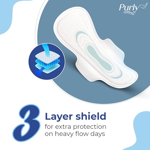 Image of Purly Cottony Soft Sanitary Pads for Women with Hygiene & Comfort 60 Pads| Ultimate Protection & Comfort, Locks Odour & wetness| Superior Dry feel With LeakLock Technology| 290mm XXL (Pack of 10)