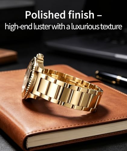 Image of BINLUN Thick Stainless Steel Watch Band Metal Heavy Polished Matte Brushed Finish Watch Strap Replacement for Men Women 16mm /18mm /20mm /21mm /22mm /23mm /24mm /26mm