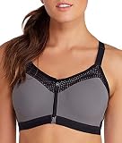 Wacoal Women's Sport Zip Front Contour Bra, Castlerock/Black, 30C