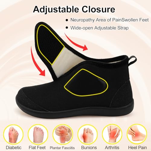 LeIsfIt Slipper Boots for Women Wide Warm House Shoes Non-slip Diabetic Winter Shoes Adjustable Bootie Slippers for Swollen Edema Feet Indoor and Outdoor2
