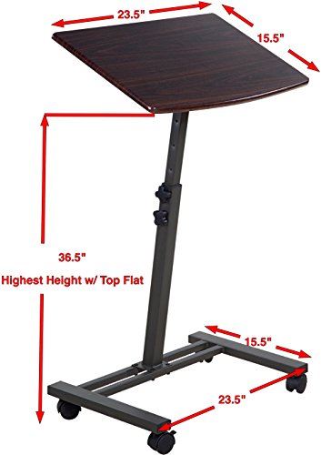 Onespace Angle And Height Adjustable Mobile Laptop Computer Desk, Single Surface, Dark Walnut #TOP7