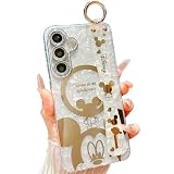 AYABUCO for Samsung Galaxy S26 Case,Cute Cartoon Mouse Pattern with Wrist Strap Kickstand, Glitter Bling IMD Design, Soft TPU Shockproof Full-Body Protection, for Girls & Women