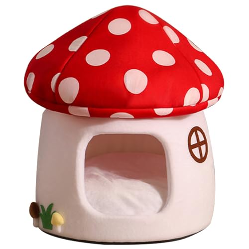 Lit de chat aux champignons pour chat d'intérieur confortable et lavable