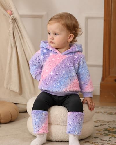 Image of Jecson Toddler Girl Clothes Baby Girl Fleece Hoodie Outfits Thick Thermal Winter Leggings 2Pcs Clothing Sets 6M-4T