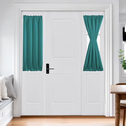Deconovo Blackout French Door Curtains for Door Window, Dual Rod Pocket
