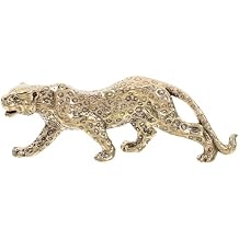Zerodeko Brass Leopard Figurine Small Retro Desktop Sculpture Animal Ornament Home Office Lucky Feng Shui Decor