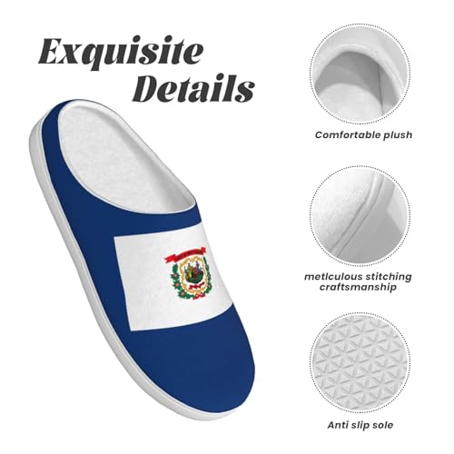 Cozy West Virginia state flag print Slippers Indoor and Outdoor Fuzzy House Shoes Anti-Skid Sole Gifts for Women Indoor Scuff4