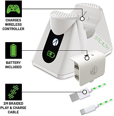 Stealth SX-C260X Ulimate Charging Station for Xbox Series X/S Including Phantom Gaming Headset with Microphone and Premium 40mm Speakers, Adjustable Reinforced Headband, Rechargeable Battery, White