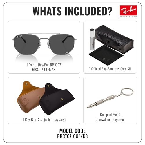 Image of Ray-Ban RB3707 Square-Round Shaped Sunglasses for Men & Women with Official RAYBAN Eyewear Kit