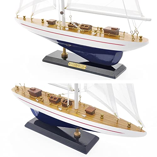 NAUTIMALL Wooden Sailboat Decor Ship Model 19" Enterprise Replica Nautical Gift for Kids Boys by NAUTIMALL - Image 3