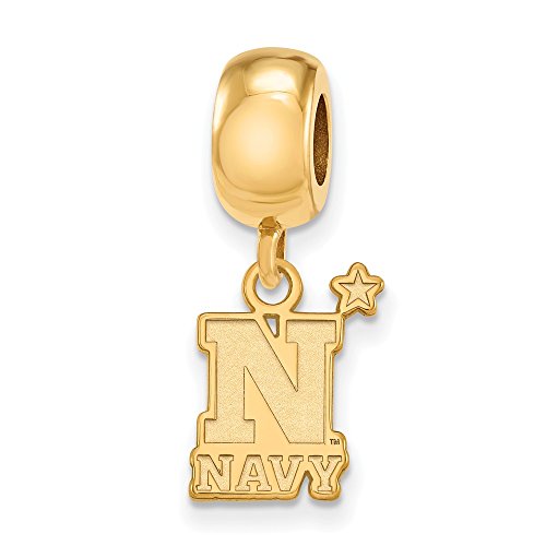 Navy Bead Charm Small (1/2 Inch) Dangle (Gold Plated)