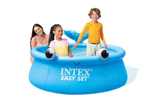 INTEX 26102EH Jolly Whale Easy Set Piscine gonflable : 1,8 m x 50,8 cm – Matériau résistant aux perforations – Gonflage rapide – Capacité de 700...