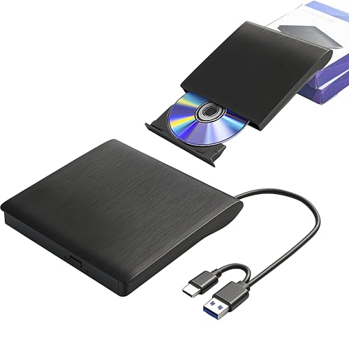 DVDドライブ 外付け USB3.0 ポータブルドライブ typeC/USBポート 外付光学式ドライブ CD/DVDプレイヤー CD/DVDドライブ 静音 高速 軽量 スリム コンパクト 外付CD・DVDドライブ CD/DVD読取・書込