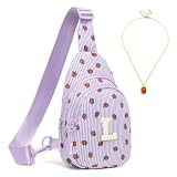 I IHAYNER kleine Umhängetasche Mädchen Initiale personalisierte Sling Bag Nylon Erdbeer Muster Crossbody Tasche Bauchtasche Geschenk Weihnachten Geburtstag Erdbeere L