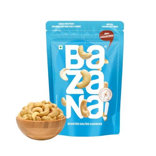 Image of Bazana Premium Roasted Salted Cashews /Kaju, 170g | Perfectly Roasted Savory Nuts | Crunchy, Protein-Rich Healthy Snacks