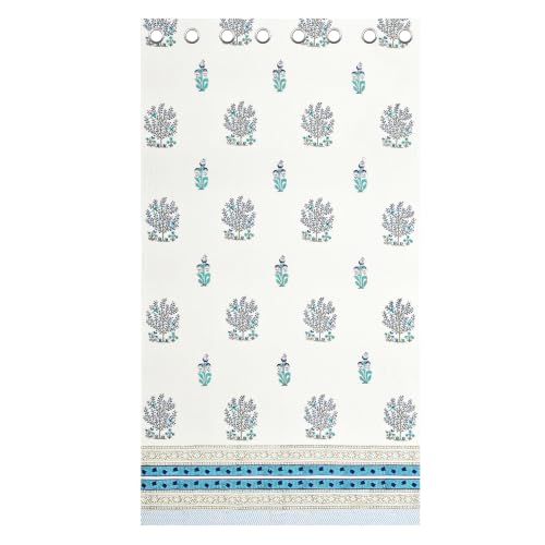 Image of BLOCKS OF INDIA Blackout Hand Block Printed Cotton Daylight Curtains with Eyelets(Set of 2 Curtains) (Block 11, 7 Feet /Door), Pink, White